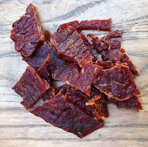 Low Sodium Beef Jerky on Rustic Wood Table