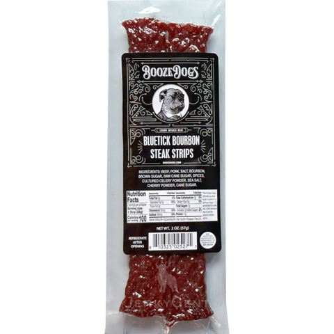 BoozeDogs Bluetick Bourbon Steak Strips, 2.0-oz