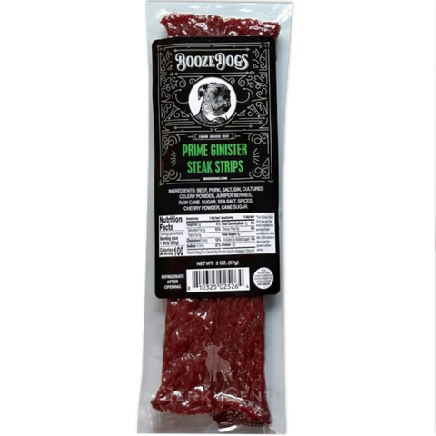 BoozeDogs Prime Ginister Steak Strips, 2.0-oz