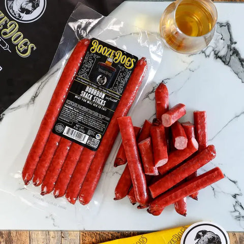 BoozeDogs Beef Sticks Bourbon flavored snack sticks