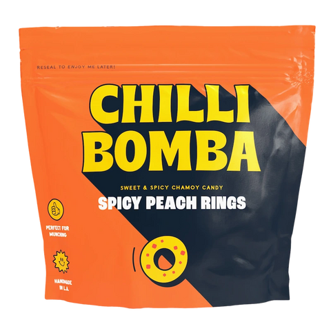 Chilli Bomba Spicy Peach Rings bag – sweet and spicy chamoy candy