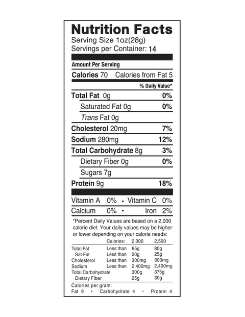 Fusion Jerky Grilled Island Teriyaki Pork Jerky Nutrition Facts