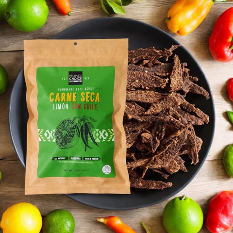 Carne seca beef jerky with lime and chili peppers