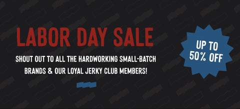 Labor Day sale banner with red text on a black background