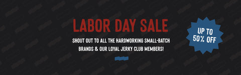 Labor Day sale banner with red text on a black background