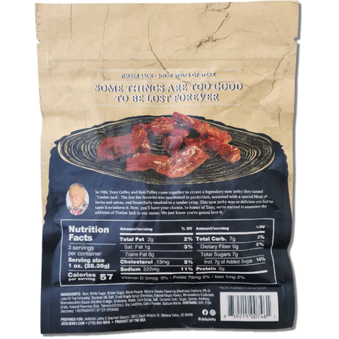 Jed's Jerky Timberjack Real Hickory Smoke Original Beef Jerky Back