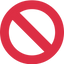 A red circle with a diagonal line symbolizes a prohibition or restriction.