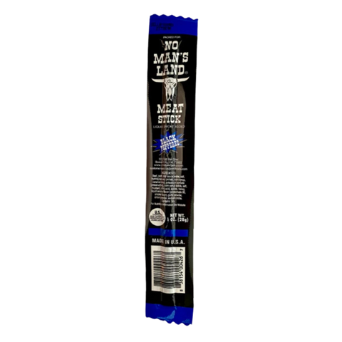 No Man’s Land Black Peppered Meat Stick, 1 oz individually wrapped beef and pork snack with bold pepper flavor.