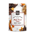 White bag of People’s Choice Beef Jerky, Maple Brown Sugar flavor, with fall-themed design.