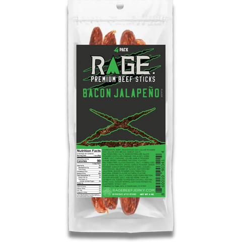 Rage Premium Beef Sticks Bacon Jalapeño