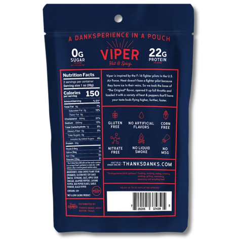 Thanks Danks Viper (Hot & Spicy) Beef Jerky Back