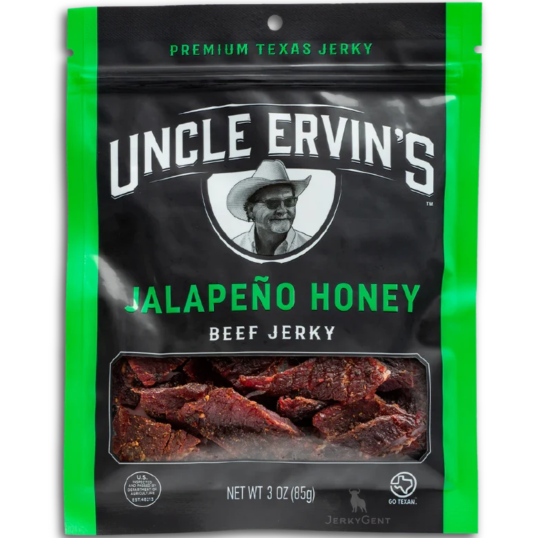 Uncle Ervin's Jalapeño Honey Premium Beef Jerky, 3.0-oz – JerkyGent Uncle Ervin's Jalapeño Honey Premium Beef Jerky, 3.0-oz – JerkyGent