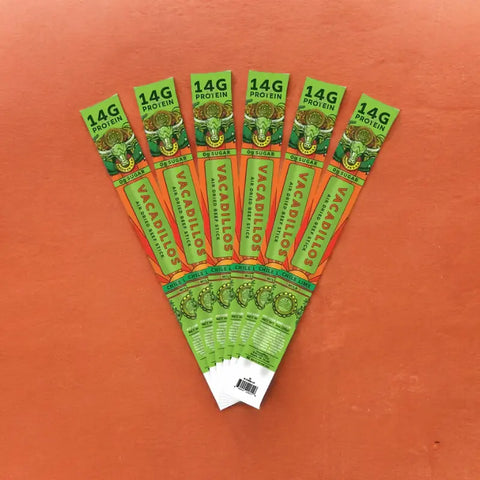 Vacadillos beef sticks high protein chili lime snack pack