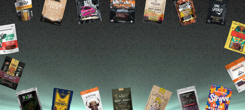 Beef Jerky Collection showcasing a wide variety of different flavors of craft jerky.