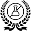 Icon depicting a laboratory flask with a prohibition sign, symbolizing no chemicals or chemical-free product.