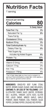 Kingmade Flank Steak Sweet Chili Pepper Nutrition Facts