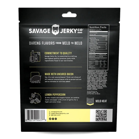 Savage Jerky Co Lemon Peppercorn Bacon Jerky Back