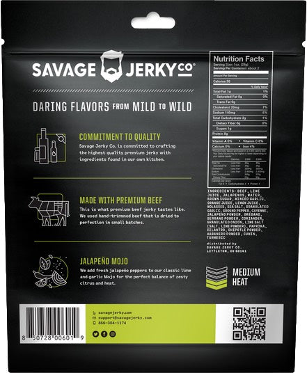 Savage Jerky Co Mojo Jalapeno Jerky Back