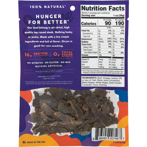 Stryve Biltong Original Nutrition Facts