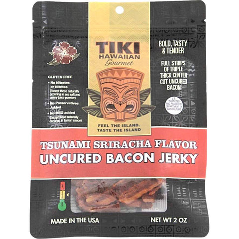 Tiki Hawaiian Bacon Jerky Tsunami Sriracha Flavor