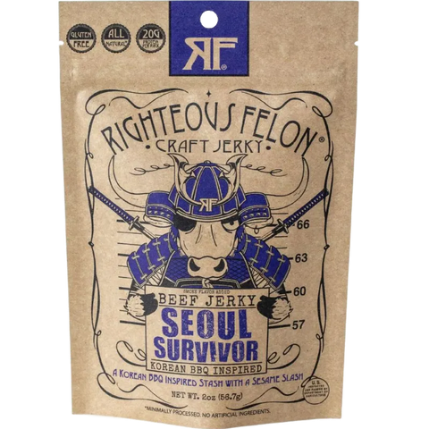 Righteous Felon Seoul Survivor Korean Barbecue Beef Jerky, 2-oz