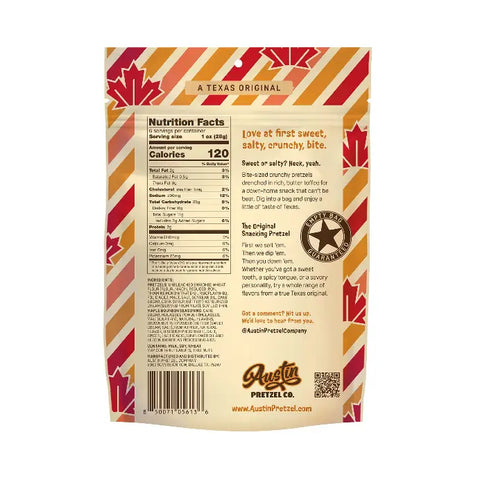 Austin Pretzel Co Sweet Maple Bourbon Back Of Package