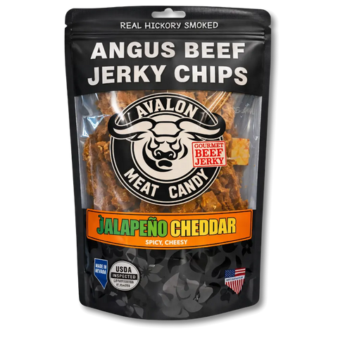 Avalon Meat Candy Beef Jerky Chips Jalapeno Cheddar, 1.0-oz