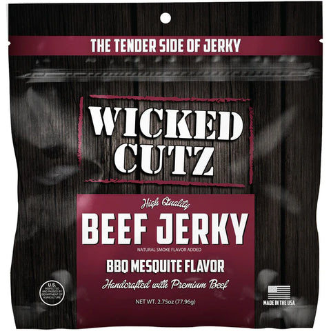 Wicked cutz bbq mesquite beef jerky bag