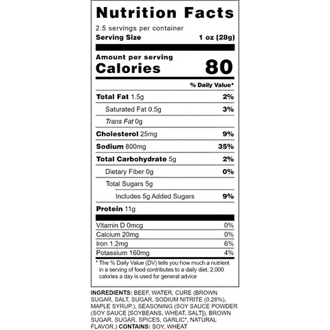 Barts Jerky Nutrition Facts