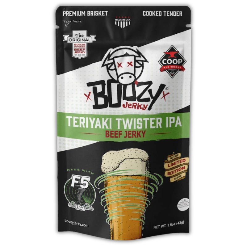 Boozy Jerky Teriyaki Twister IPA Beef Jerky, 1.5-oz – JerkyGent