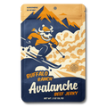 Buffalo Ranch Avalanche Beef Jerky package with skier design on mountain background