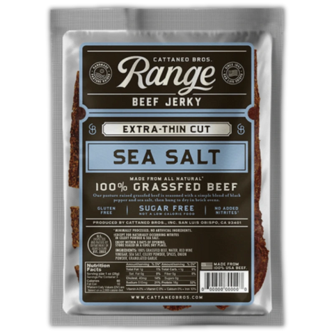 Cattaneo Bro Grass Fed Range Beef Jerky Sea Salt