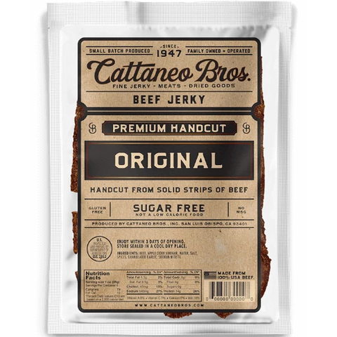 Cattaneo Bros. Premium Handcut Original flavor 4oz bag of extra thick cut beef jerky