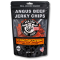 Packaging of Angus Beef Jerky Chips with Avalon Meat Candy branding on a white background