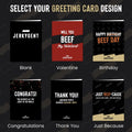 Collection of Jerkygent greeting cards with various designs on a dark background.
