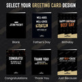 Collection of Jerkygent greeting cards with various designs on a dark background.