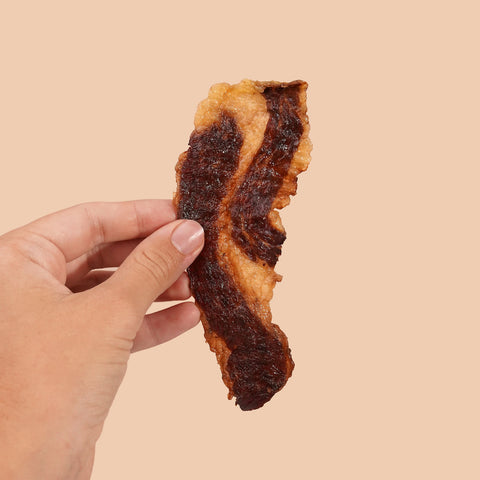 Hand holding a piece of Grazly Beef Brisket Jerky