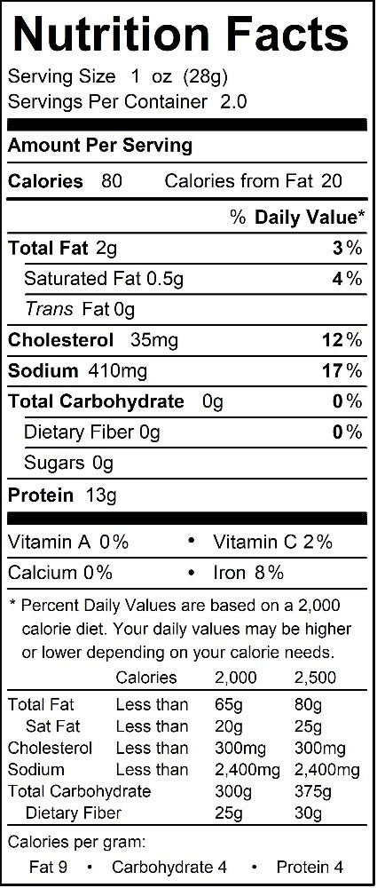Mojave Jerky Co. Hatch Green Chile Nutrition Facts