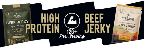 High protein beef jerky collection featuring premium craft jerky brands with 12g or more protein per ounce.
