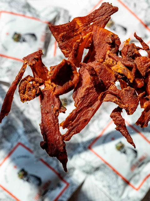 Side Project Jerky Huli Huli Chicken close up of jerky texture