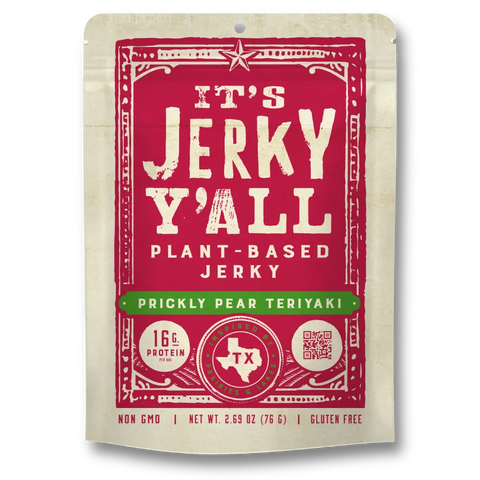 Its jerky yall prickly pear teriyaki front of package