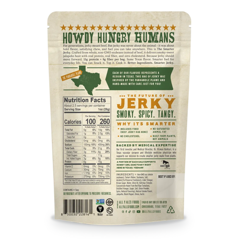 its jerky yall jalapeno bbq vegan jerky back of package.
