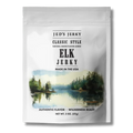 Jeds Elk Jerky packaging with nature-themed design on a white background