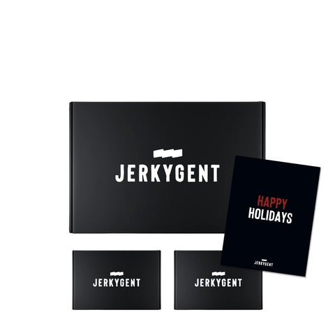 JerkyGent Beef Jerky Gift Plan showing 3 jerky of the month club boxes - The 3 month plan