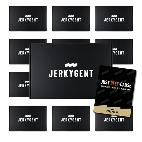 one year beef jerky gift box with just because greeting card