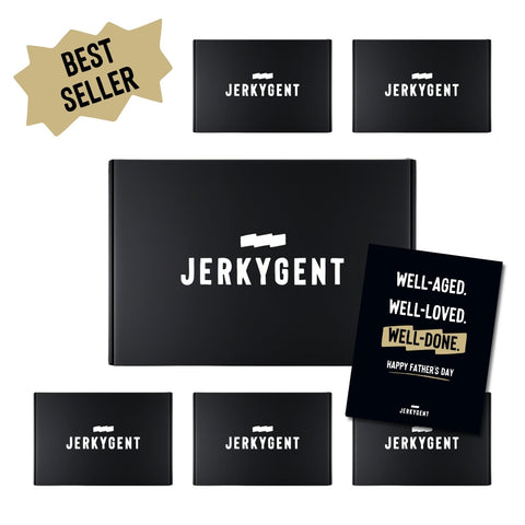 beef jerky gift box 6 month plan with fathers day greeting card