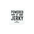 Black and white JerkyGent sticker that reads “Powered by Jerky”