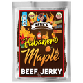 Katie's Habanero Maple Beef Jerky package with fiery habanero peppers