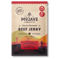 Mojave Jerky Co. Red Rock Chipotle Beef Jerky package in a red, beige, and multicolor desert-themed pouch on a white background.