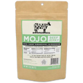 Naked Cow mojo beef jerky in a kraft bag with lime green accents
